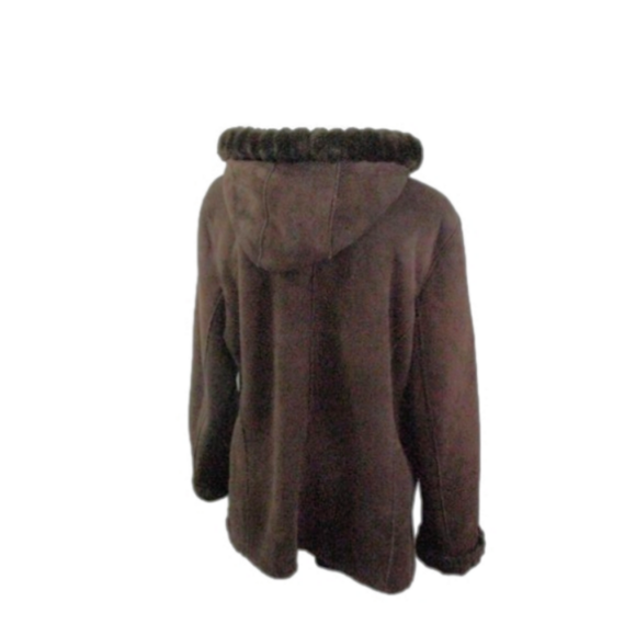 Croft & Barrow Brown Faux Fur Lined Hooded Peacoat Size XL - Picture 5 of 6